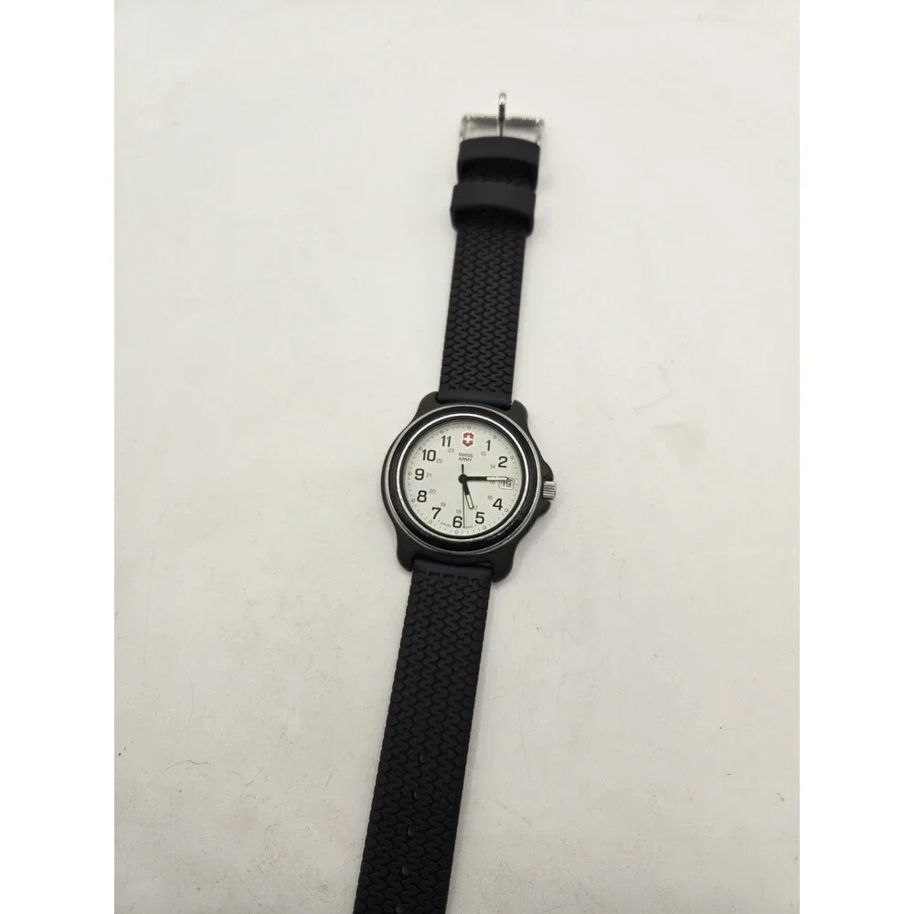 Victorinox Swiss Army Watch Men 39mm. Black Tone. New Rubber Strap. New Battery